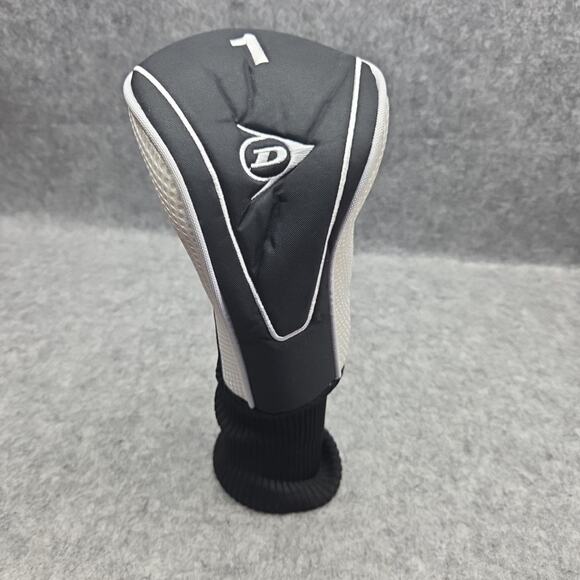 Dunlop 1 Driver Wood Golf Club Head Cover Sock Black White - Picture 1 of 8